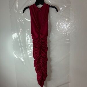 Elegant Red Ruched Dress